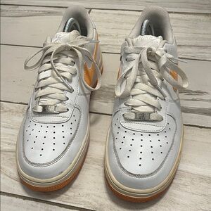 Mens Nike White and Orange Athletic Shoes